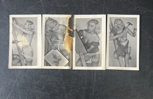 Lote de 4 Pinup Mujer Rubia Bonita Risquera Años 60 Vintage Foto Pintura Trabajo 2.5x4 - Imagen 1 de 6