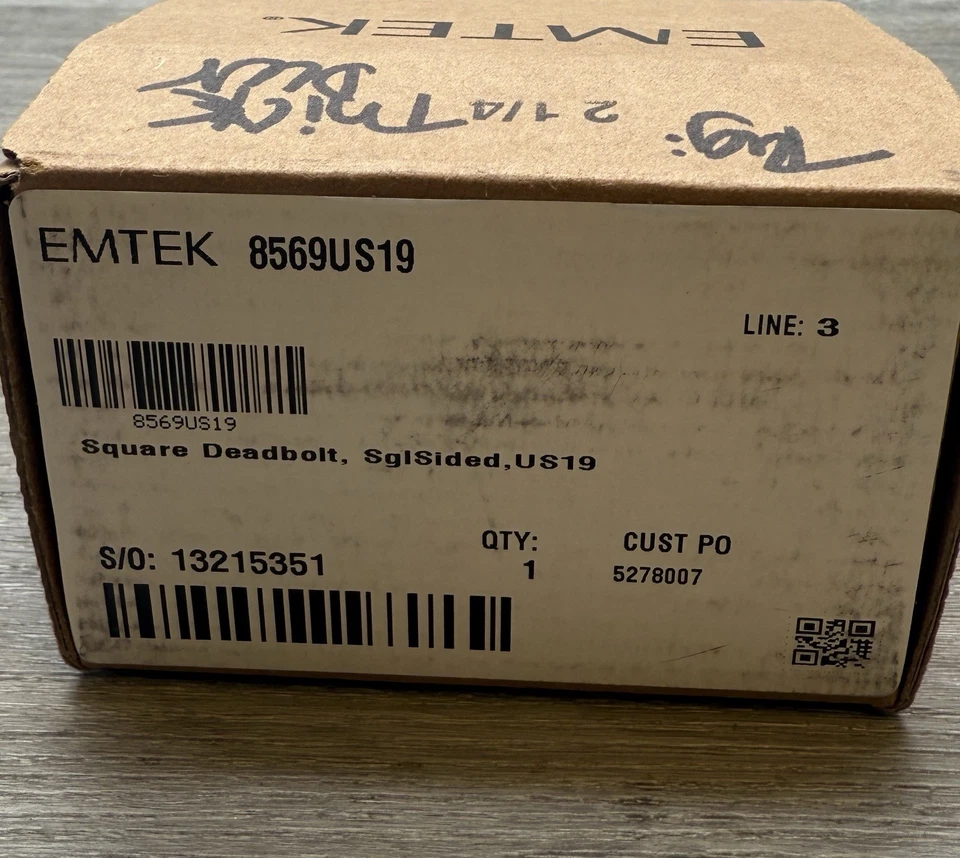 Emtek 8569US19 Square Style Brass Modern One-Sided Deadbolt Black *Scratched* - Image 1 of 4