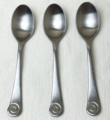3 Robert Welch Ammonite Satin Spiral Teaspoons 18/10 Stainless China Designer - Image 1 of 4