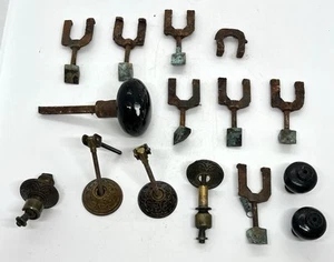 Lot Of Assorted Vintage Iron Door Knobs And Accessories 15 Pieces - Picture 1 of 9