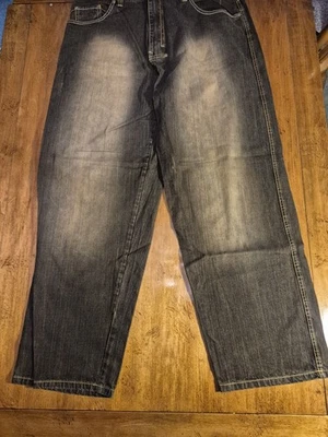 Vtg Y2K Evolution In Design Baggy Jeans 42x34 Embroidery Grunge Skate Hip Hop - Image 1 of 4