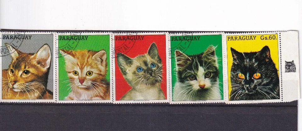 LI09 Парагвай 1987 кошки полоска из 4 - Изображение 1 из 1