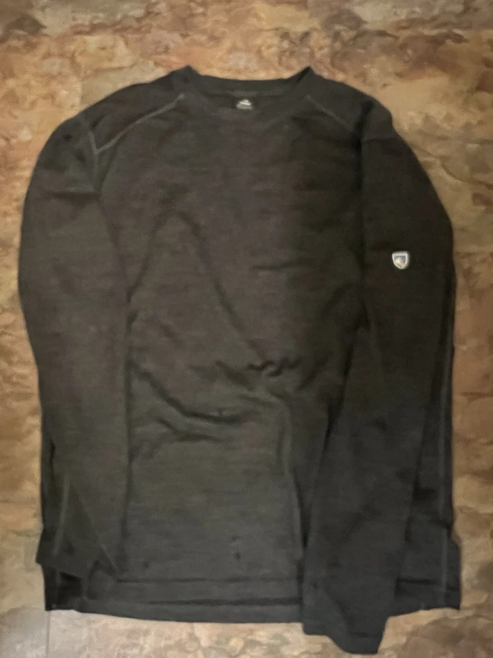KUHL L/S 套衫野生纤维厚灰色远足户外衬衫男式 L — 第 1/3 张图片