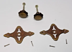 Qty 2 Brass Drawer Pull Hardware Single Hole Original Screws And Nails Included - Picture 1 of 6
