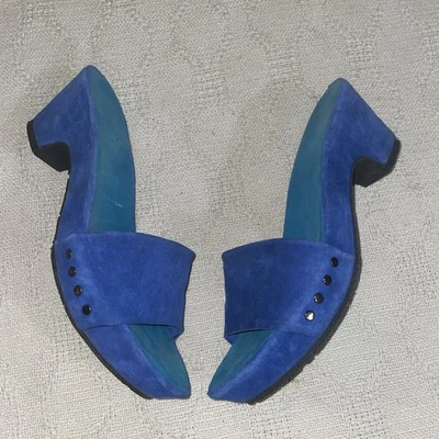 Donald Pliner Confort Toboganes Mujer Talla 8.5 M Azul Gamuza Cuero Playa Crucero Foto 1 de 4