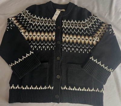 Suéter cardigã confortável estilo Loft Fair Isle com botões GG novo com etiquetas - Imagem 1 de 4