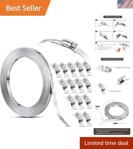 Heavy-Duty Worm Drive Hose Clamps - 100ft of Corrosion-Resistant Stainless Steel - Picture 1 of 9