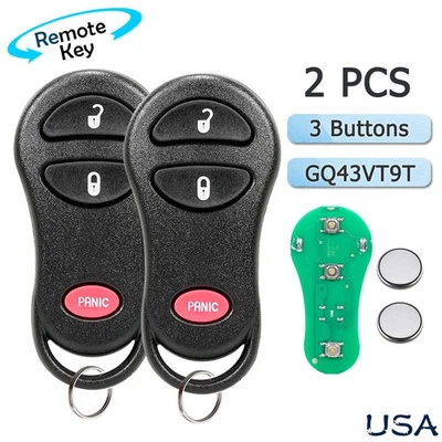 2 para Dodge Ram 1500 2500 3500 1999 2000 2001 2002 llavero remoto GQ43VT9T Foto 1 de 4