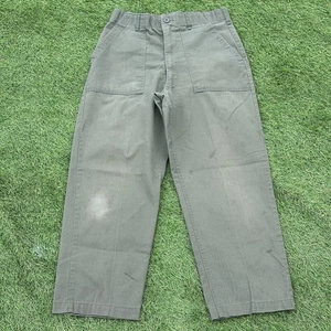 Vintage Military Pants Green Utility Trousers Army 80s OG 507 30x27 Distressed - Picture 1 of 7