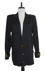 St JOHN Santana knit black jacket gold tone stars and stripes paillettes Small - Picture 1 of 12