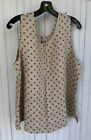 Flax Womens Polka Dot Linen Top Pullover Boxy Top Large Tan Red
