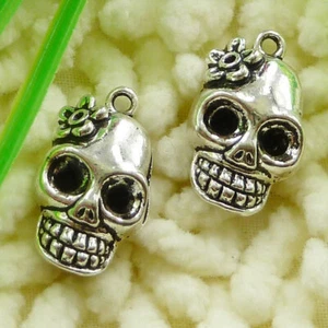 120 Pcs Tibetan Silver Skull Charms Pendant 21X13MM S1672 DIY Jewelry Making - Picture 1 of 6