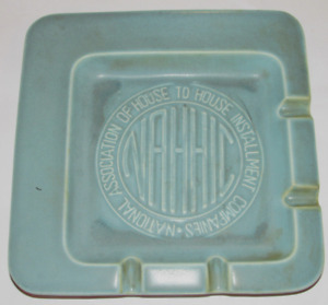 VINTAGE 1950s ROOKWOOD POTTERY CO ADVERTISING ASHTRAY! 8" SQ! PHONE #s ON BOTTOM
