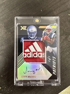 2018 Panini XR Football Sony Michel Auto Patch 1 of 1 - Amazing Adidas Patch - Image 1 of 2