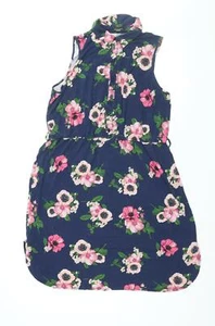 New Look Womens Blue Floral Viscose Shirt Dress Size 18 Collared Button - Picture 1 of 10