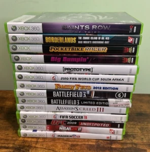 XBOX 360 Lot of 14 games Assassin's Creed Battlefield 3 Borderlands Saints Row - Picture 1 of 16