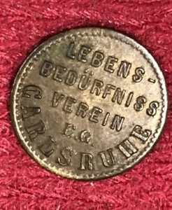 OLD GERMAN MARK COIN Lebens Bedürfniss Verein Lifes Needs LEBENSBEDARF Carlsruhe - Picture 1 of 12