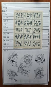 Pinky Yun traditionelles japanisches Vintage Tattoo Flash 15 Blatt mit Bestellformular S&R - Bild 1 von 19