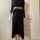 Monki Black Long Sleeved Asymmetric Dress Boho Bohemian Kate Moss Style