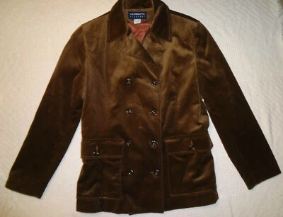 Chaqueta Liz Claiborne Liz Sport Mujer Abrigo Guisante Marrón Suave Terciopelo Talla Pequeña S Foto 1 de 4