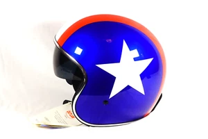 Outlaw Helmet Retro Patriotic Red White Blue Star Sun Shield V537-22 - Picture 1 of 15