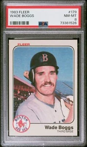Graded 1983 Fleer Wade Boggs #179 Rookie RC Baseball Card PSA 8 NM-MT - Picture 1 of 2