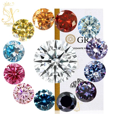 3mm~12mm Multicolor Round Cut Moissanite Loose Stone VVS1 Gemstones DIY Earring - Image 1 of 4