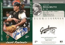 J.T. Realmuto Signed 2011 Multi Ad Greensboro Grasshoppers RC Card Auto AU