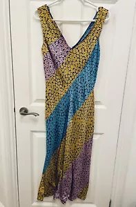 Diane von Furstenberg Floral Silk Dress Size 10 Pink Yellow Blue Designer £400+ - Picture 1 of 11