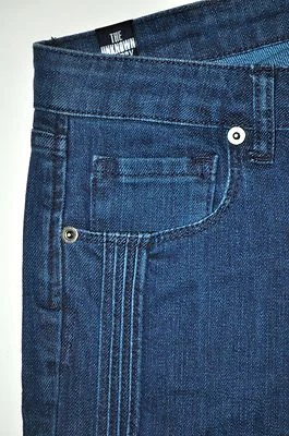 NEW The Unknown Factory Drk Blue Tuxedo Like Stripe Skinny Jeans 27 X 31 3/4 NWT - Image 1 of 4