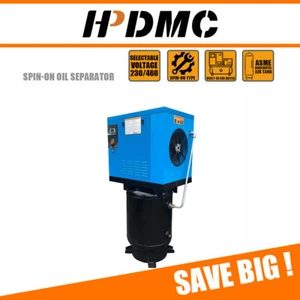 3 Phase 10HP 230V Rotary Screw Air Compressor 33fm@125psi w/ 60 Gallon ASME Tank - Picture 1 of 10