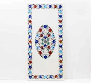 3'x2' White Marble Table Top center Coffee Inlay pietra dura Mosaic antique h1 - Picture 1 of 4