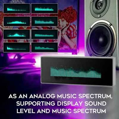 VFD Clock Sound Level Music Spectrum Indicator Dot Matrix Audio VU Meter Remote - Image 1 of 4