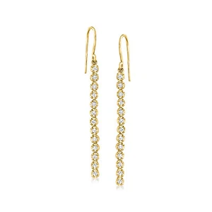 Ross-Simons 0.50 ct. t.w. Diamond Linear Drop Earrings in 14kt Yellow Gold - Picture 1 of 7