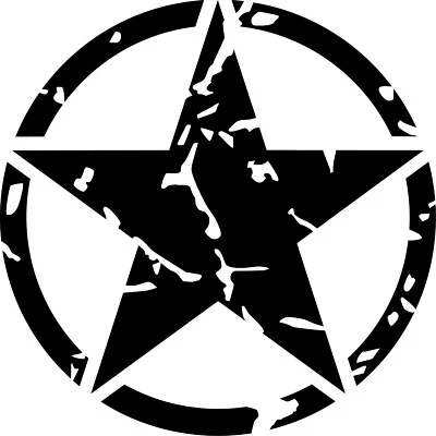 Calcomanía de vinilo troquelada Jeep estrella envejecida del ejército de Estados Unidos varios colores y tamaños Foto 1 de 4