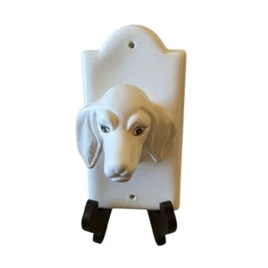 Guinzaglio cane ceramica bianca gancio da parete vintage made in Taiwan Daschund fattoria 3D - Foto 1 di 2
