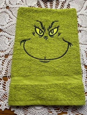 Classic Grinch Kitchen Home Crafted Machine Embroidered Hand Towel