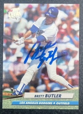 BRETT BUTLER 1992 Fleer Ultra #209 Baseball Card AUTO AUTOGRAPH LA DODGERS - Image 1 of 2