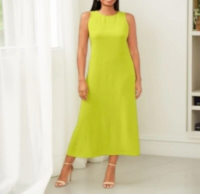 MSK 女式无袖休闲圆领腿开衩经典长裙石灰全新带标签 — 第 1/4 张图片