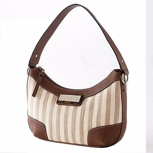 Chaps by Ralph Lauren Salerno Natural Stripe Signature Buckle Tweed Hobo Purse - Picture 1 of 11