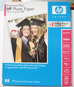 HP Premium Plus Photo Paper 25 Soft Gloss Inkjet 8.5" x 11" 280 gsm 11.5 mil - Picture 1 of 5