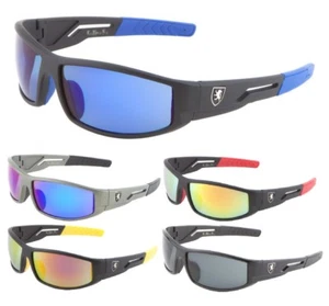 KHAN SLIM WRAP AROUND MENS SPORT SUNGLASSES RETRO OUTDOOR CHOPPER MOTORCYCLE MEN - Picture 1 of 7