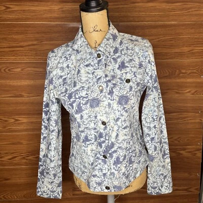Chaqueta para mujer Charter Club azul floral algodón/spandex denim botón informal Foto 1 de 4