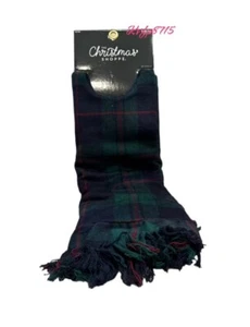 Gorgeous New Navy & Green Plaid Fringed Tree Skirt Christmas Holiday Woodland - Picture 1 of 2