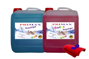 Waschmittel je 10L blau / rot Ausgießer Tuch Gel - Bild 1 von 1