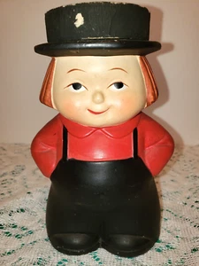 Pennsylvania Dutch Co Amish Boy Kreidegeschirr Süßigkeiten Halter Münzbank 6" - Bild 1 von 4