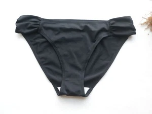 Women Sexy Swimsuit Bottom Ruched Solid Swimwear High cut Bikini Bottom Black M - Picture 1 of 6