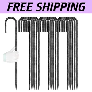 16-Pack 24'' Steel Rebar Stakes with Hook Top - Perfect for Gardens & Tents - Picture 1 of 9