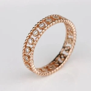 2Ct Round Cut Lab-Created Diamond Women Wedding Band Ring 14k Rose Gold Plated - Picture 1 of 3