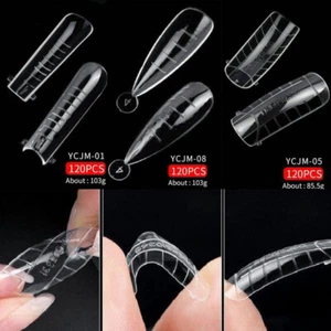 120Pcs False Nail Tips Dual Forms Nail Extension Gel Mold Tips New Full Cover - Picture 1 of 28